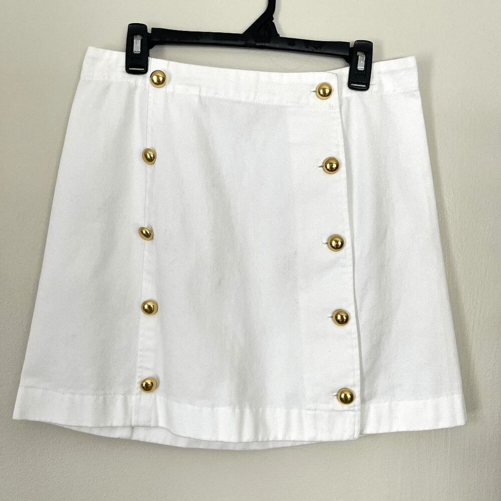 Michael Kors White Nautical Sailor Mini Skirt Gold Buttons 8 - Picture 8 of 10